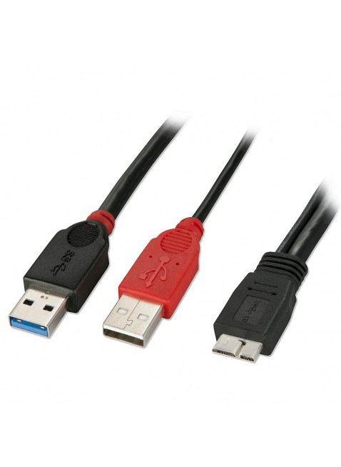 Cavo USB 3.0 Dual Power 2 x Tipo A a Micro-B, 0,5m
