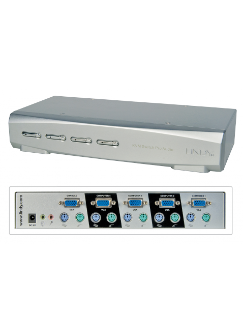 KVM Switch PRO VGA, PS/2 & Audio 4 porte