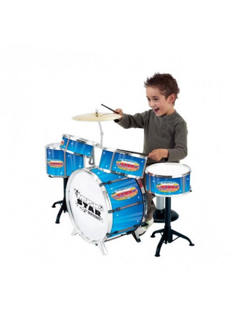Batteria Grande Strumenti Musicali Bambino Drum Set Blu 