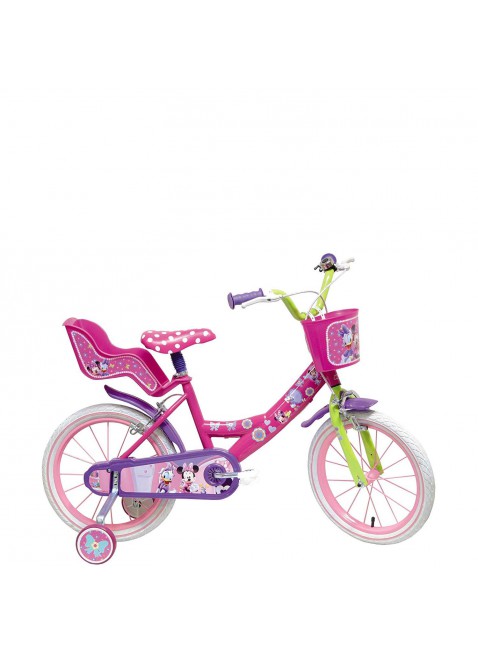 Mondo bici bicicletta ruota 14 con rotelle minnie w.d Con Cestino Multicolore