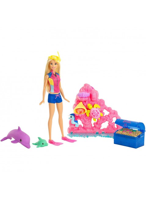 Barbie Playset Mare Piscina Pesciolini FCJ29 Corallo Tropicale Bambola