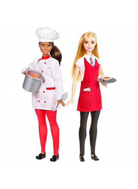 Barbie Bambole Cuoca e Cameriera FCP66 cappello da cuoca bianco piatto