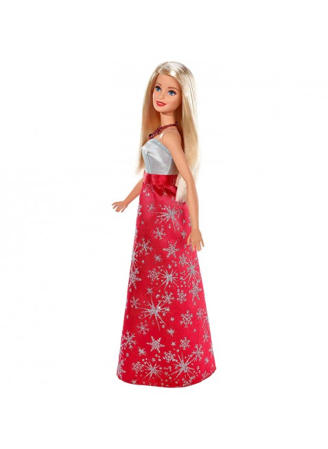 Mattel Bambola Holiday Barbie con Vestito Fiocchi di Neve Magnifico Abito