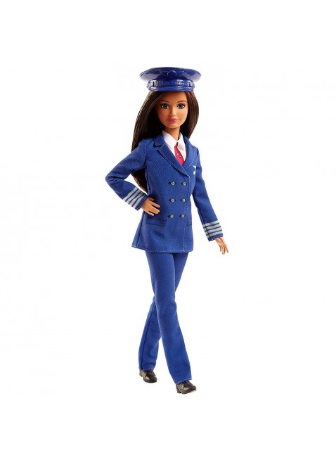 Mattel Barbie Bambola Pilota FJB10 Divisa Cappello Uniforme Blu Bmabola