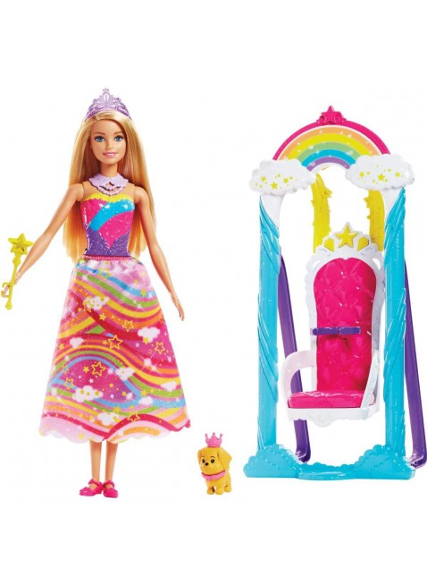 Barbie Princess Swing Dreamtopia Altalena Arcobaleno con Principessa Multicolore
