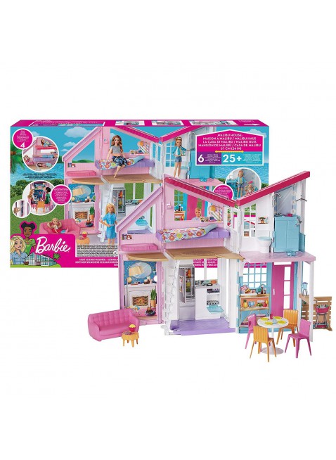 Barbie La Nuova Casa di Malibu Playset Richiudibile su Due Piani con Accessori