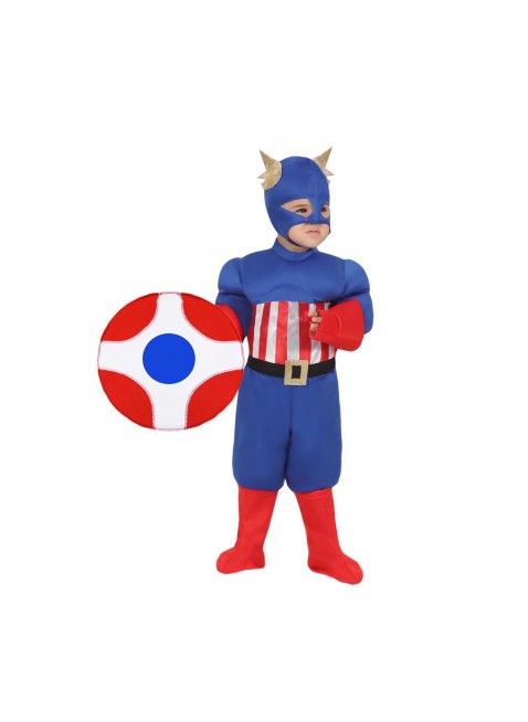 Costume Vestito di Carnevale Captain America Pegasus 0697 Taglia 3/4 Anni Bimbo