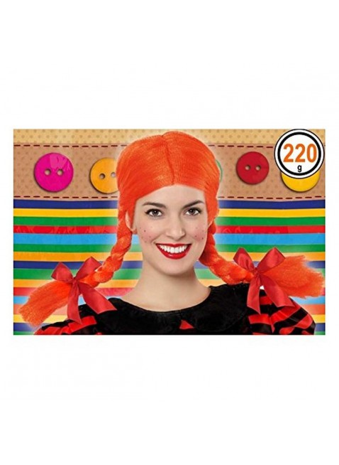 Parrucca Con trecce Arancione Taglia Unica Da Adulti Festa Carnevale Atosa 39895