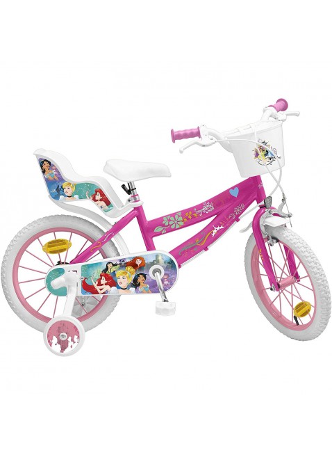 Toimsa 645 Bicicletta per Bambine Principesse 16" 5-8 Anni Multicol Rosa Bianca