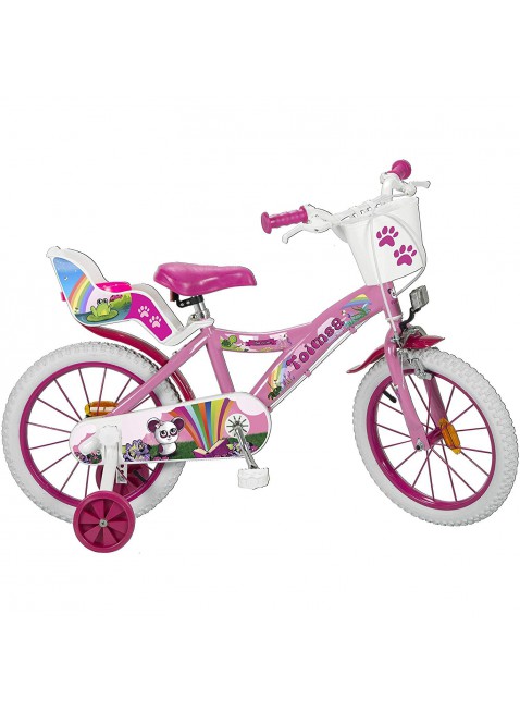 Toimsa16221 Bicicletta Fantasy 5-8 anni 16221 Multicolore Rosa Cestino zampetta