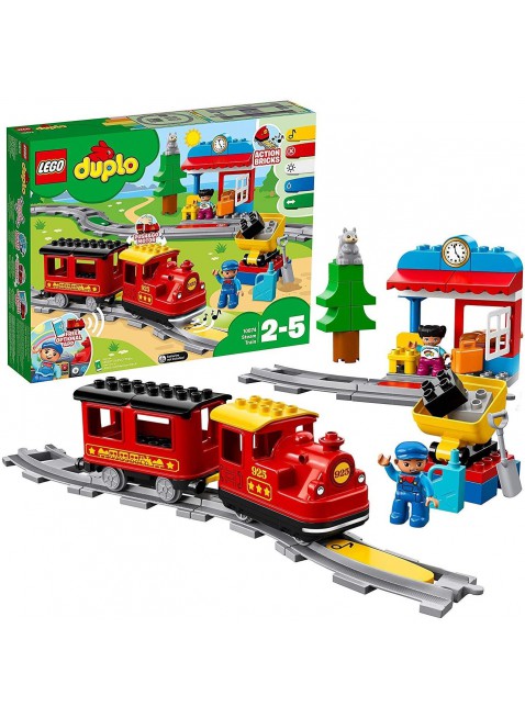 LEGO DUPLO Treno a Vapore con Locomotiva Push And Go e 5Mattoncini Multifunzione