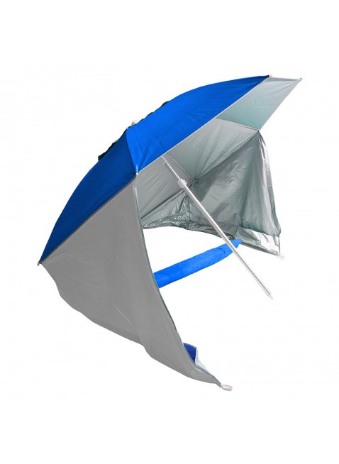 Ombrellone tenda Doppio Uso Parasole Spiaggia Campeggio Mare Blu in Alluminio