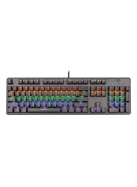 Tastiera per Pc Computer Trust Gaming Nera con Led Arcobaleno Colorata