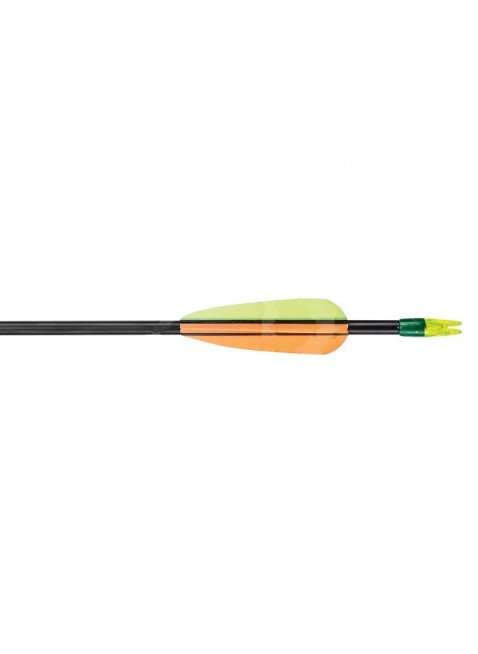 Freccia in Fibra 26" 6,9 mm Nera Alette Arancioni Verdi Sport Tiro con L'Arco