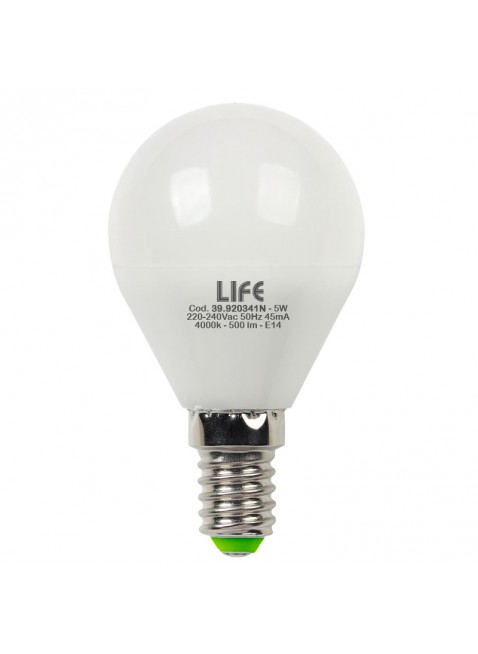 Lampada Lampadina E14 LED SMD LIFE 5W Minisfera Luce Naturale 500 Lumen