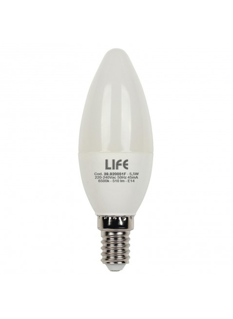 Lampada Lampadina E14 LED SMD LIFE 5,5W Candela Luce Fredda 510 Lumen