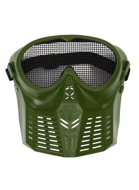 Maschera Soft Air Verde Protezione Totale Viso con Rete SOFTAIR JS-TACTICAL