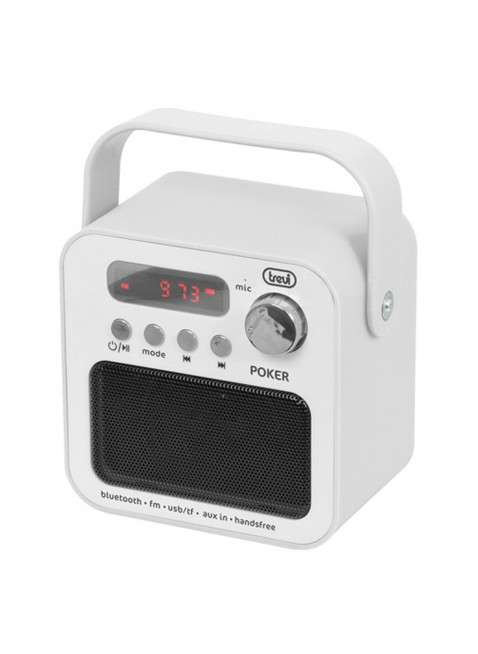 Mini Cassa Portatile Altoparlante Stereo Radio FM Micro Sd Card USB Bianco