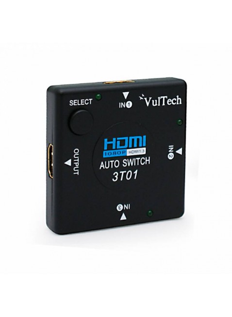 AUTO SWITCH 3 PORTE VIE AUTOMATICO HDMI HUB FULL HD 1080P VULTECH SW-01